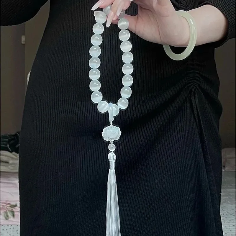 Bead Bracelet Men - Mèo-Đá Mắt Hạt 12Mm Sen Tua