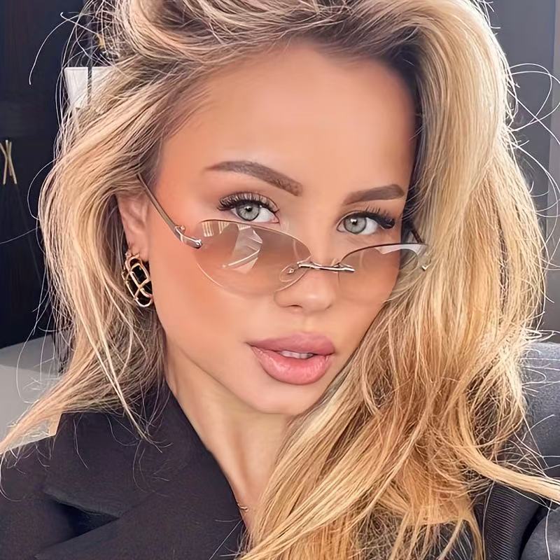 Men'S Accessories Glasses - Rimless Oval Sunglasses Women Small Oval