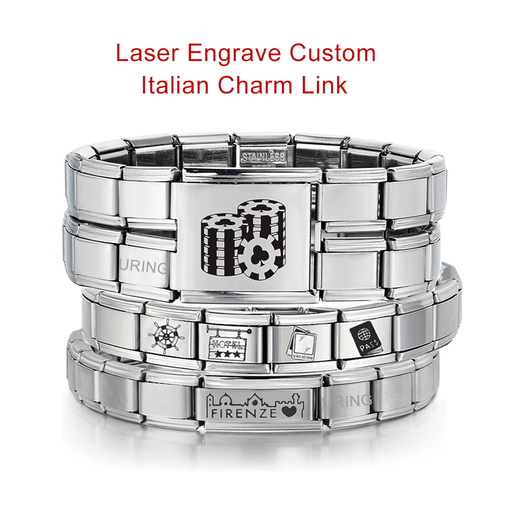 Bead Bracelet Men - URING Customized Laser Engrave Italian Charm