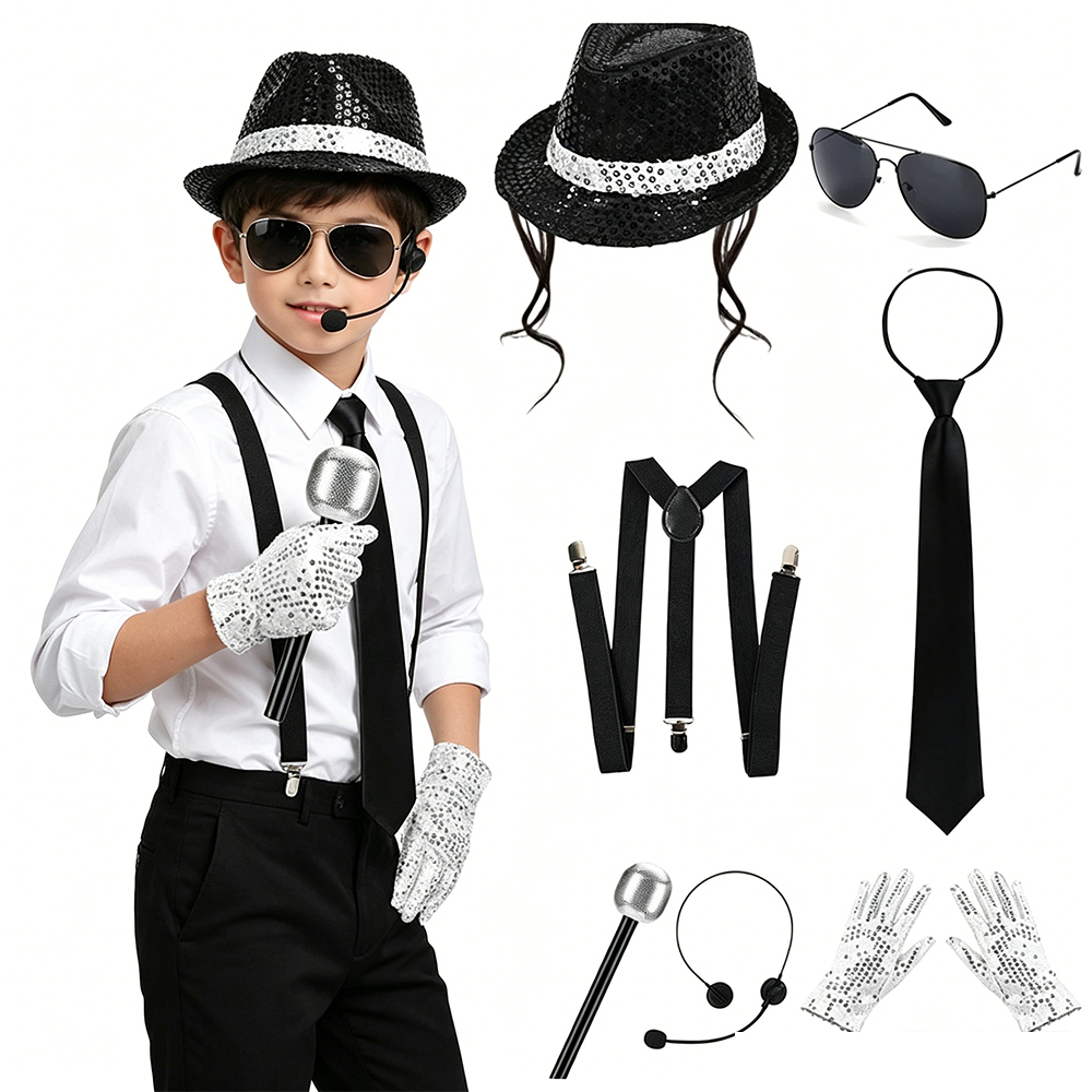 Men Accessories Combo - Michael Jackson Cosplay Accessories Set 80S