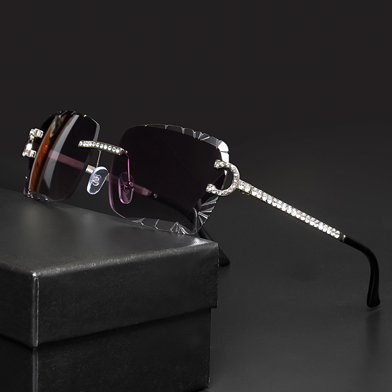 Men'S Accessories Glasses - Fashion Rimless Square Sunglasses Vintage Diamond