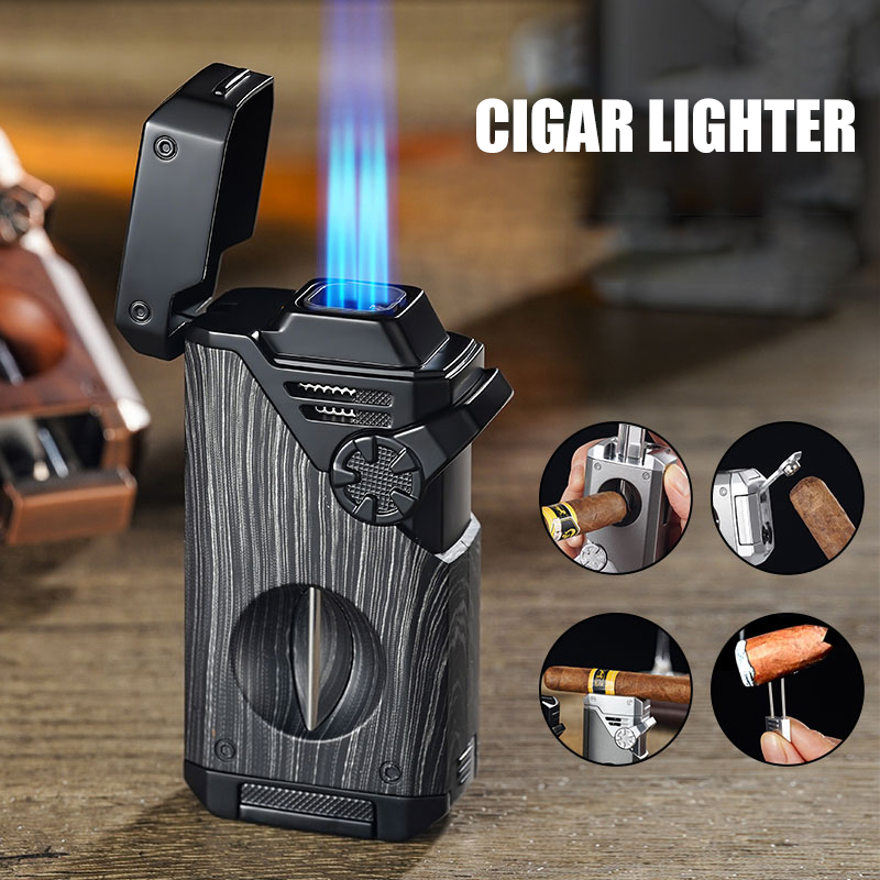 Cigar Cutter Set - Multi-Function Cigar Lighter Set, 4 Jet