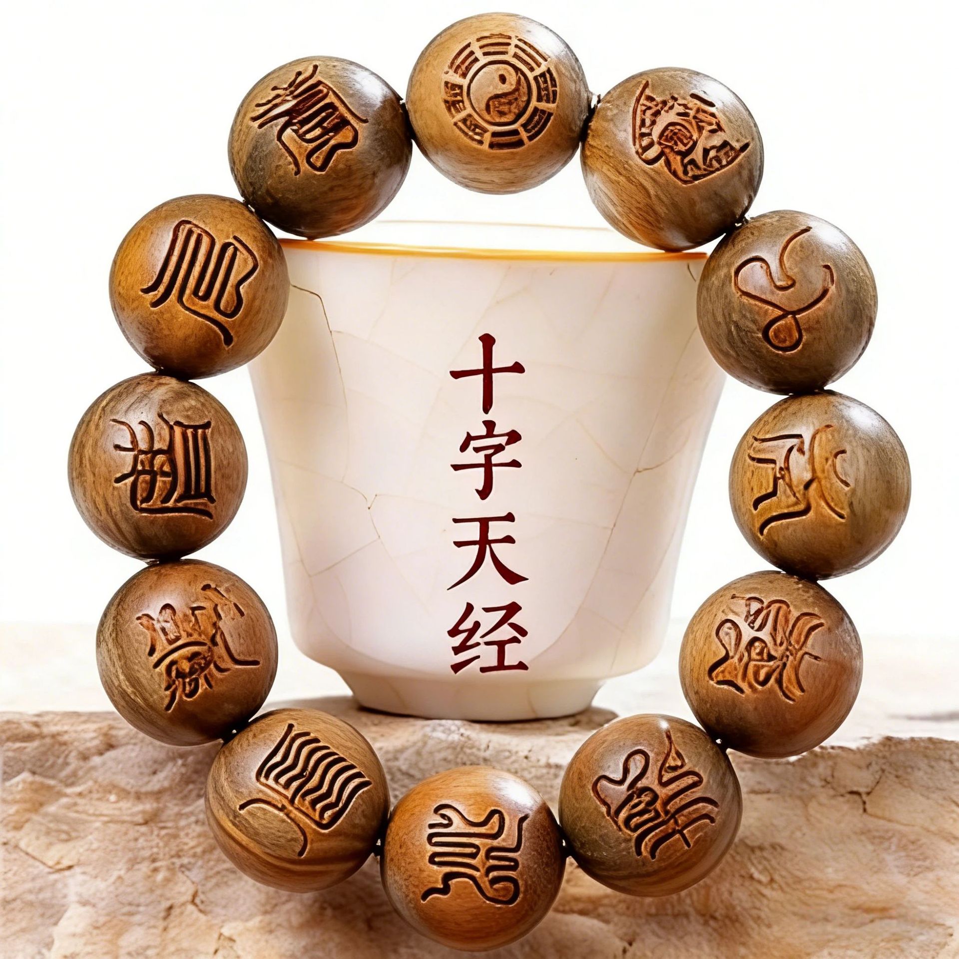 Bead Bracelet Men - Lucky Luxury Green Sandalwood Carved Hand