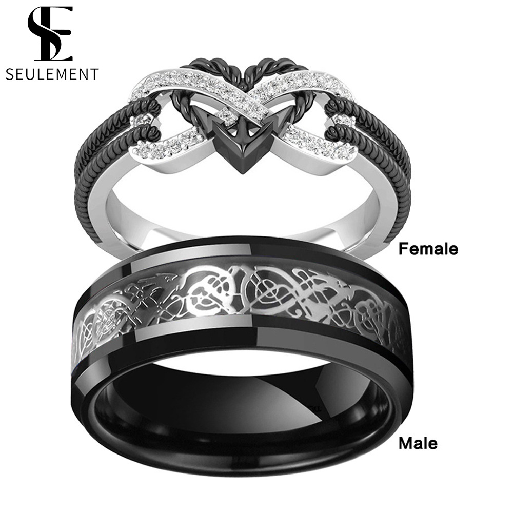 Men Accessories List - Seulement Love Black Infinity Heart Couple