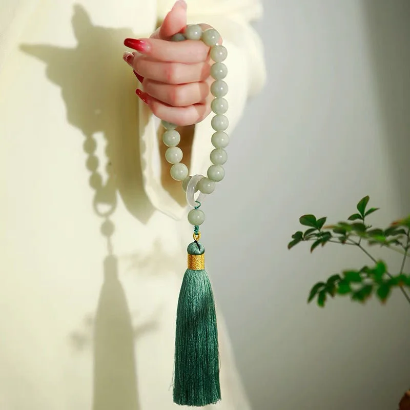 Bead Bracelet Men - Đá Ngọc Tủy Xanh Hạt 12Mm