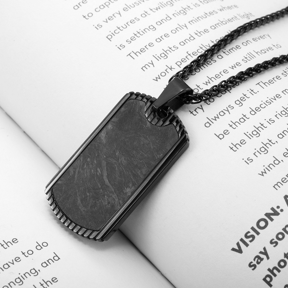Men Accessories List - Sợi Carbon Mặt Dây Chuyền Thép