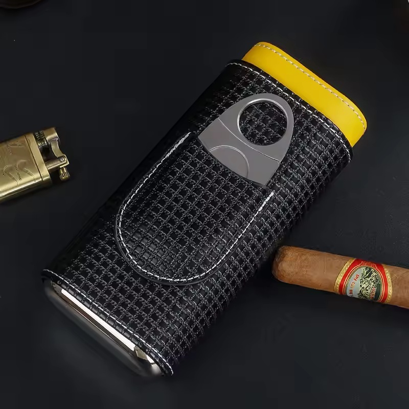 Portable Leather Cigar Humidor - đánh giá và giá Cigar Cutter Set