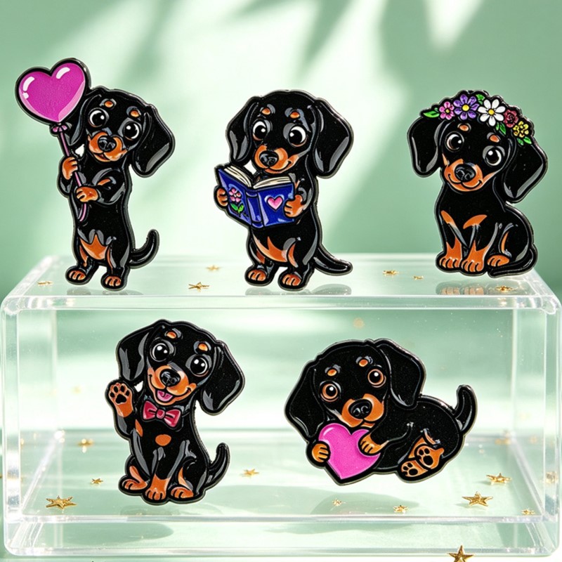 5pcs Cute Dachshund Enamel Pin - đánh giá và giá Lapel Pin Enamel