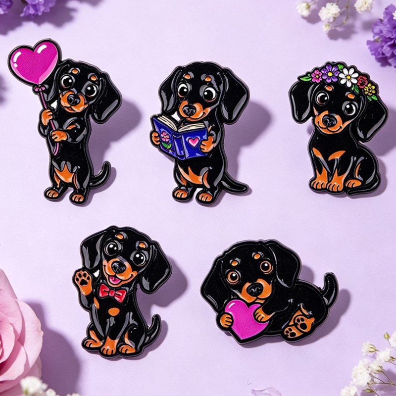 5pcs Cute Dachshund Enamel Pin - đánh giá và giá Lapel Pin Enamel