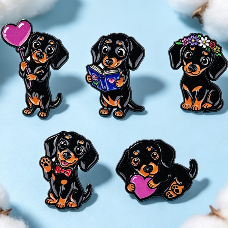 5pcs Cute Dachshund Enamel Pin - đánh giá và giá Lapel Pin Enamel