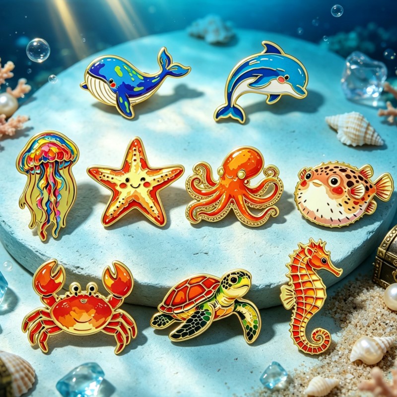 Vibrant Ocean Animal Enamel Pi - đánh giá và giá Lapel Pin Enamel