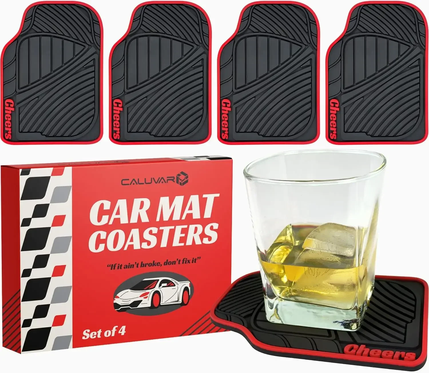 Car Mat Coaster Set 4 Red Chee - đánh giá và giá Men Accessories Logo