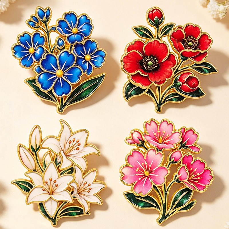 Cute Vintage Colorful Floral E - đánh giá và giá Lapel Pin Enamel