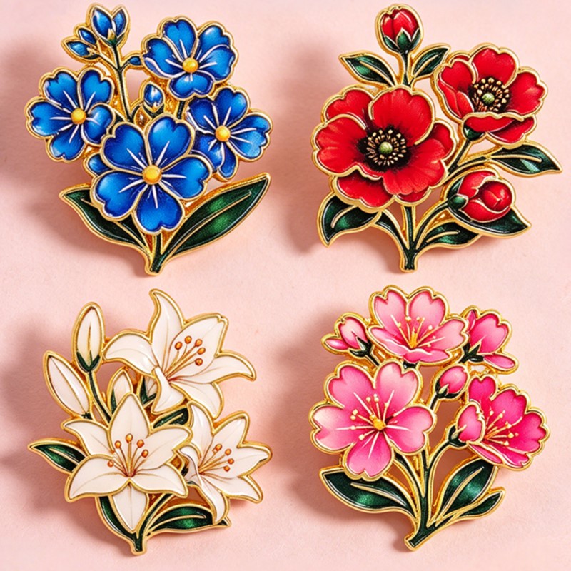 Cute Vintage Colorful Floral E - đánh giá và giá Lapel Pin Enamel