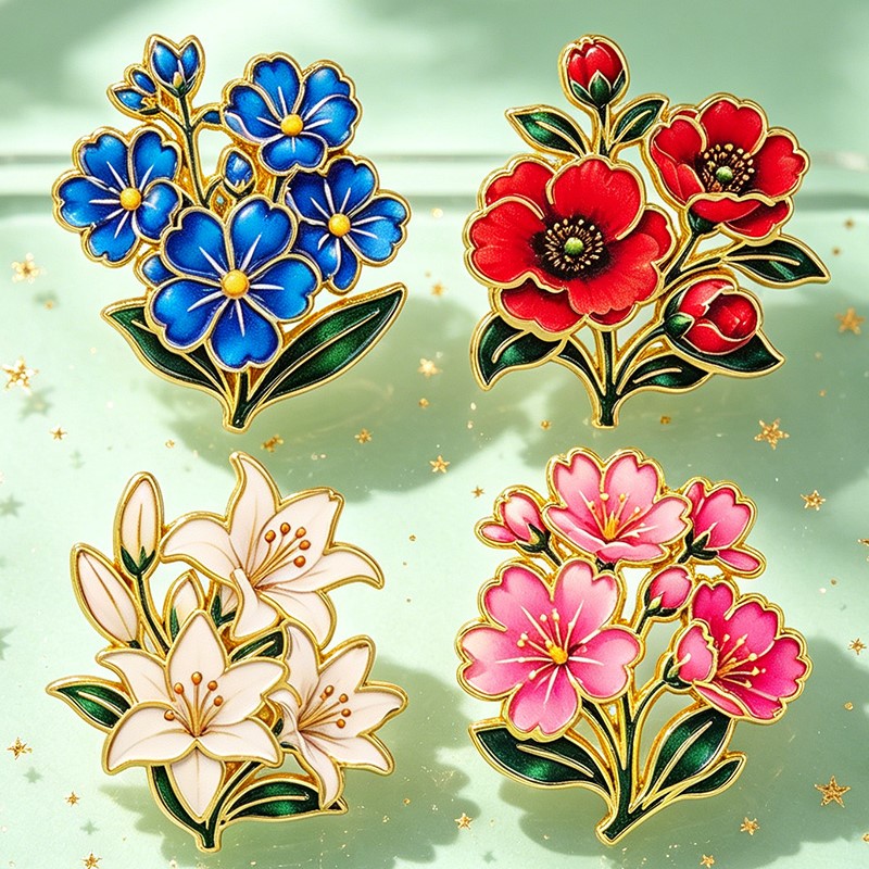 Cute Vintage Colorful Floral E - đánh giá và giá Lapel Pin Enamel